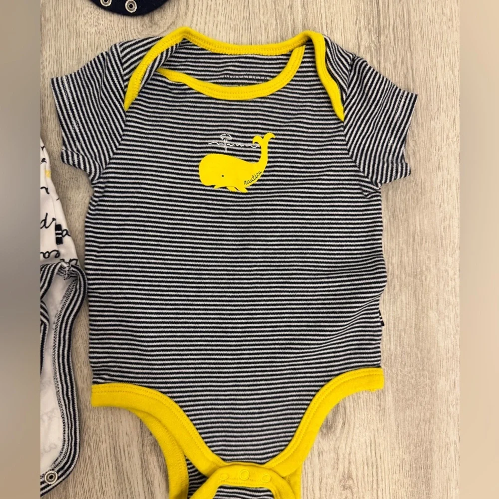 Nautical Themed Kids Onesies Set - Blue, White, Yellow
